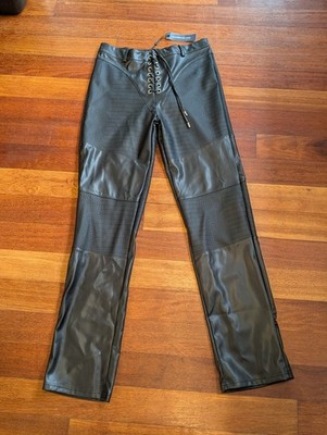 Maniere de Voir Women's Croc Embossed Lace Up Trousers Size 12 Black
