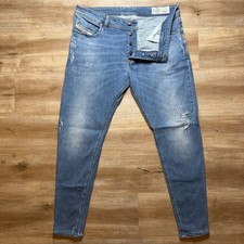 Diesel Troxer Jeans Men 36x30 Blue Slim Skinny Stretch Light Wash Distress RC5HA