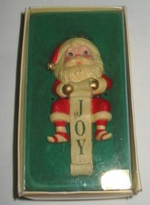 NOS Vintage Russ Christmas Stocking Hanger Santa Claus JOY List #4660 Hong Kong