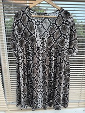 Zara Dress size XS Black white Grey Snakeskin Oversized Tunic reptile animal
