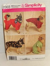 Simplicity 2303 Dog Coat Pattern Size A Pet Clothing Extra Large Dogs Sewing