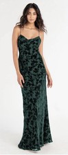 Anthropologie Jenny Yoo Rory Emerald Green Floral Velvet Burnout Maxi Dress, 2