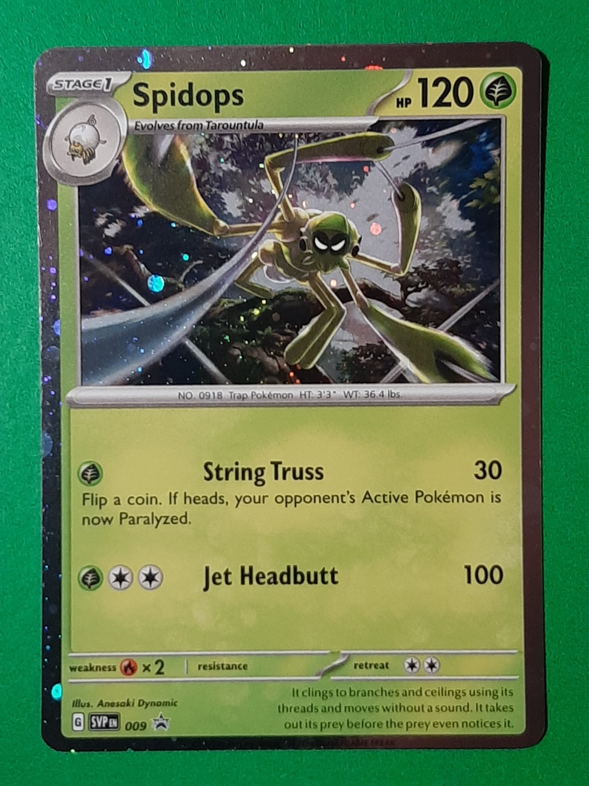 Pokémon TCG Scarlet & Violet Black Star Promo Spidops #9 Cosmos Rare 
