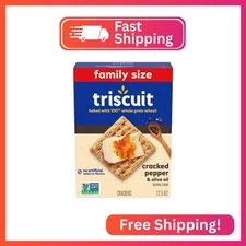 Triscuit Cracked Pepper & Olive Oil Whole Grain Wheat Crackers, Lunch Snacks, Sn