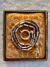 Art Deco Sterling Silver Bar Link Watch Chain 19.25” Lge Spring Ring & Dog Clip