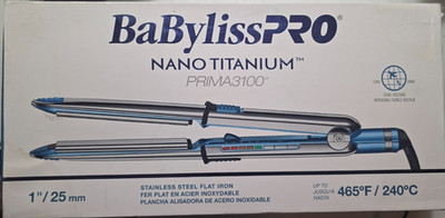 BaBylissPRO Nano Titanium Prima 3100 Stainless Steel Flat Iron 1'' BNT3100TUC 