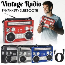 Retro Bluetooth Radio - AM/FM/SW/USB/AUX/SD Support with Floodlights, Flashlight