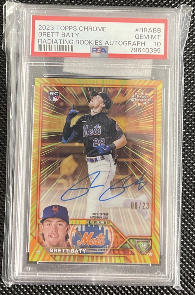 2023 Topps Chrome #RRA-BB Brett Baty Radiating Rookies Autograph /23 PSA 10