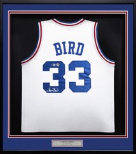 Team USA Basketball Larry Bird Signed Framed White All Star Jersey Beckett Wit