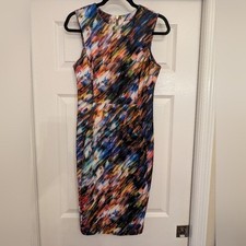 CALVIN KLEIN Dress Womens 4 Multicolor Abstract Bodycon Sheath Sleeveless