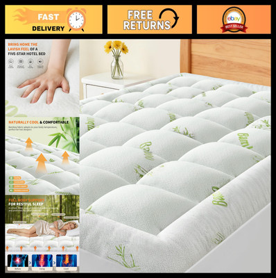 Cooling Mattress Topper Full Size - Soft Viscose, Breathable Pillow Top, Relieve
