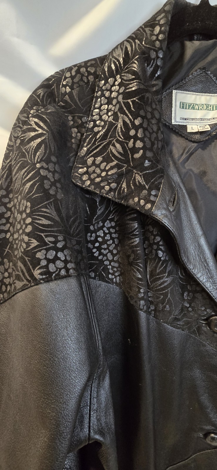 Fitz-Wright Leather Jacket Size Large Button-up F… - image 4