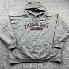Tampa Bay Hoodie Mens XL Gray Pullover Fleece Embroidered Florida Logo