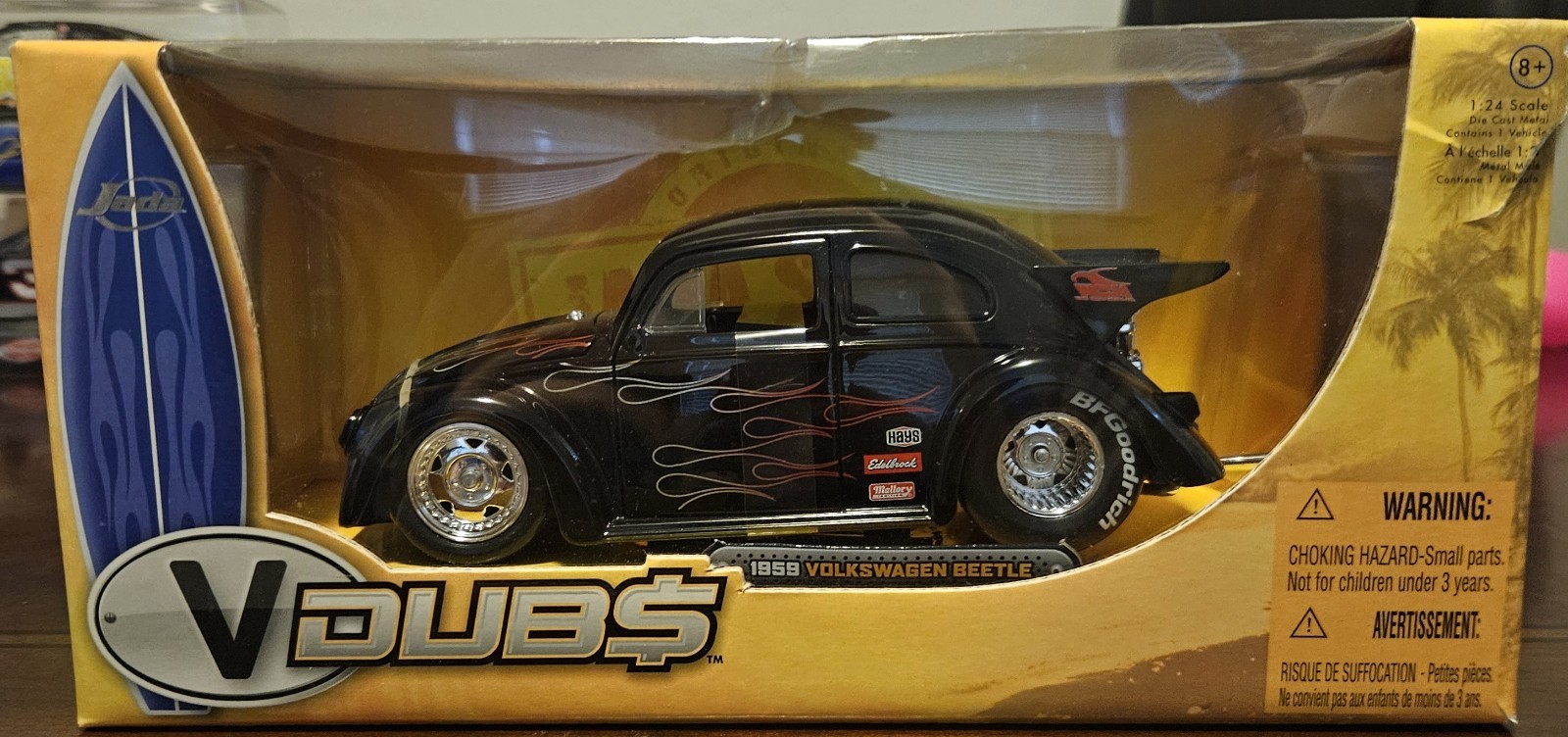 🪲🔥 1959 VW Beetle Drag Car 1:24 V-Dubs Diecast NIB 💎