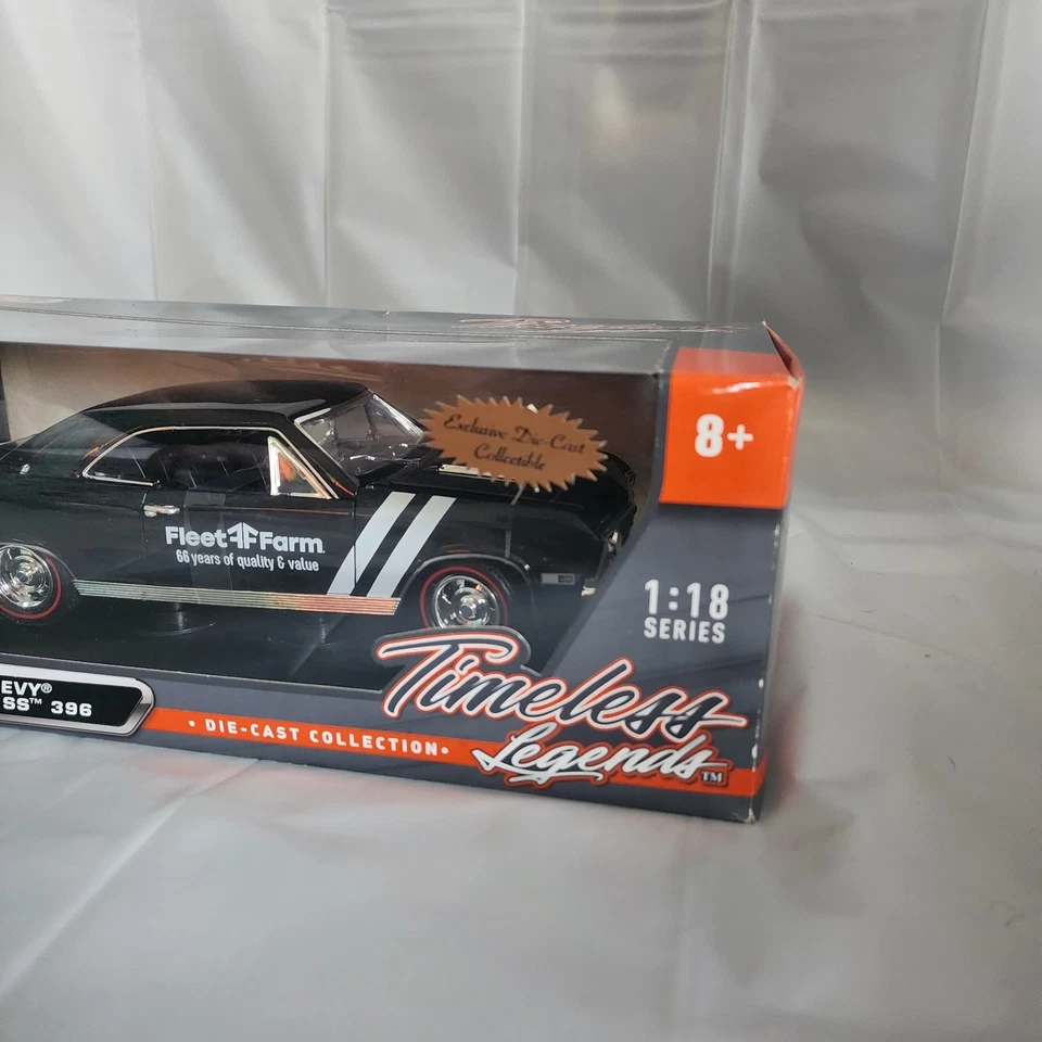 Rare MotorMax 1:18 Scale 1967 Chevy Chevelle SS 396 Black Fleet Farm 65th - Image 2 of 4