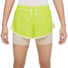 NIKE Atomic Green DRI-FIT TEMPO 2-IN-1 TRAINING/RUNNING SHORTS GIRLS SMALL