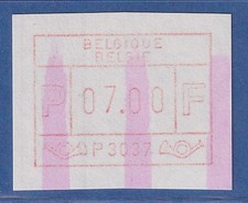 Belgien FRAMA-ATM P3037 mit ENDSTREIFEN-Ende Werstufe 07,00 Bfr. **