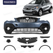 Front Bumper Cover Upper Lower Grille Fog Light Set For 2013-2016 Buick Encore
