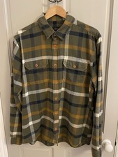 Finisterre Men's Shirt Size L Superb Condition Olive Green Check 100% Organic