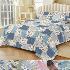 4 Season Floral Quilt Set Reversible Rustic Quilts Patchwork Coverlet Bedspreads