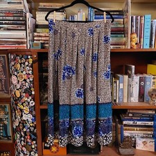 Vintage Worthington Floral Leopard Maxi Skirt 90s Boho Paisley Made in USA 16