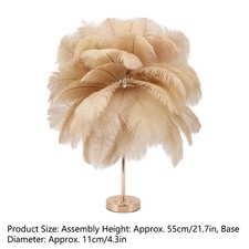 Modern Ostrich Feather Table Lamp With Touch Switch Base For Bedroom Bedside