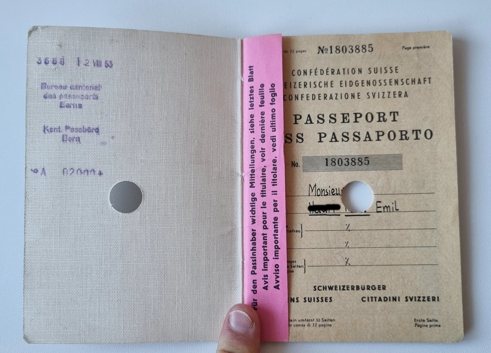Alter Reisepass eines Herren - Passeport Suisse / Schweiz 1939 - ungültig - 画像2/11