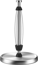 Paper Towel Holder Countertop, One-Handed Tear, Stainless Steel, Weighted Base,