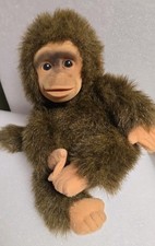 Vintage 1994 Hosung Chimp Monkey Hand Puppet Soft Plush Animal Flocked Face 14