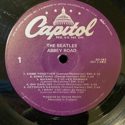 THE BEATLES Abbey Road - Purple Label Capitol LP - BEAUTIFUL NM IN