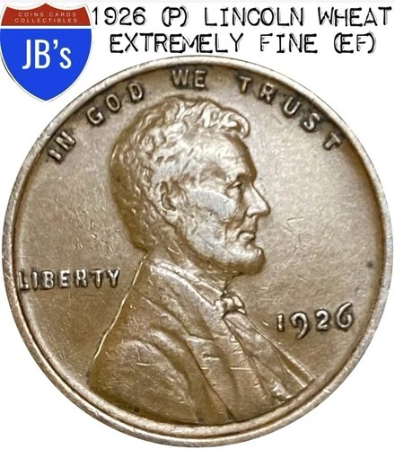 1926 (P) Lincoln Wheat Cent Penny 1c - EXTREMELY FINE (EF)