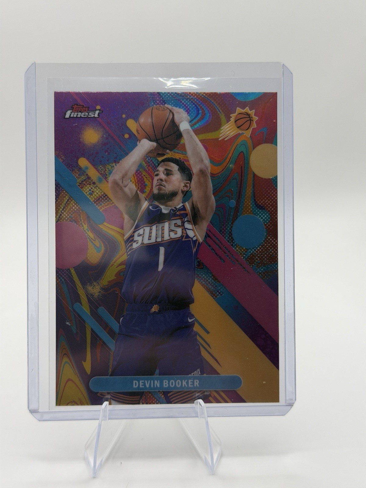 2025-26 Topps Finest Devin Booker Common Oil Spill Refractor #82 Suns