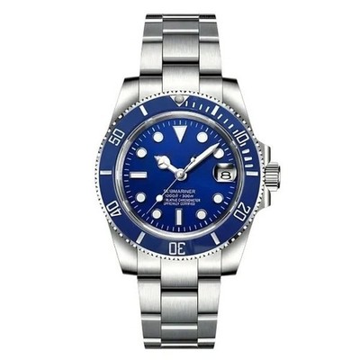 NH35 Automatic Diver Watch Blue Dial Steel Oyster 40mm Date Sapphire