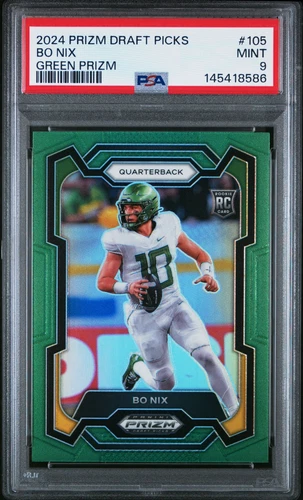 2024 PANINI PRIZM DRAFT PICKS 105 BO NIX GREEN PRIZM PSA 9
