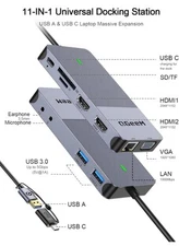 QGeeM USB 3.0 Docking Station, Triple Display USB Hub Dual Monitor