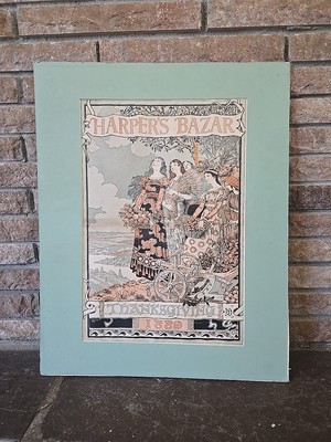 RARE 1889 HARPER'S BAZAR ART-NOUVEAU COVER by EUGENE GRASSET ~ THANKSGIVING