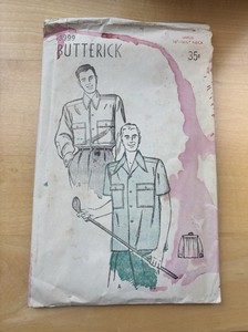 Vintage 1940’s Men’s Shirt Pattern 3999 Butterick 16-16-1/2” Neck Complete Used