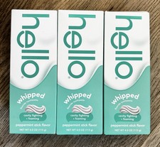 Hello Whipped Fluoride Toothpaste Peppermint Stick 4oz 3Pk Exp 11/27