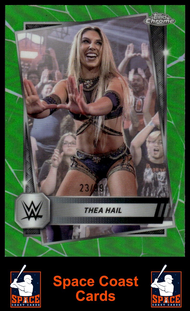 2025 Topps Chrome WWE #81 Thea Hail Green Refractor #/99