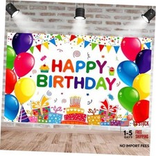 Happy Birthday Backdrop Banner Colorful Happy Birthday Party 6x3.6ft