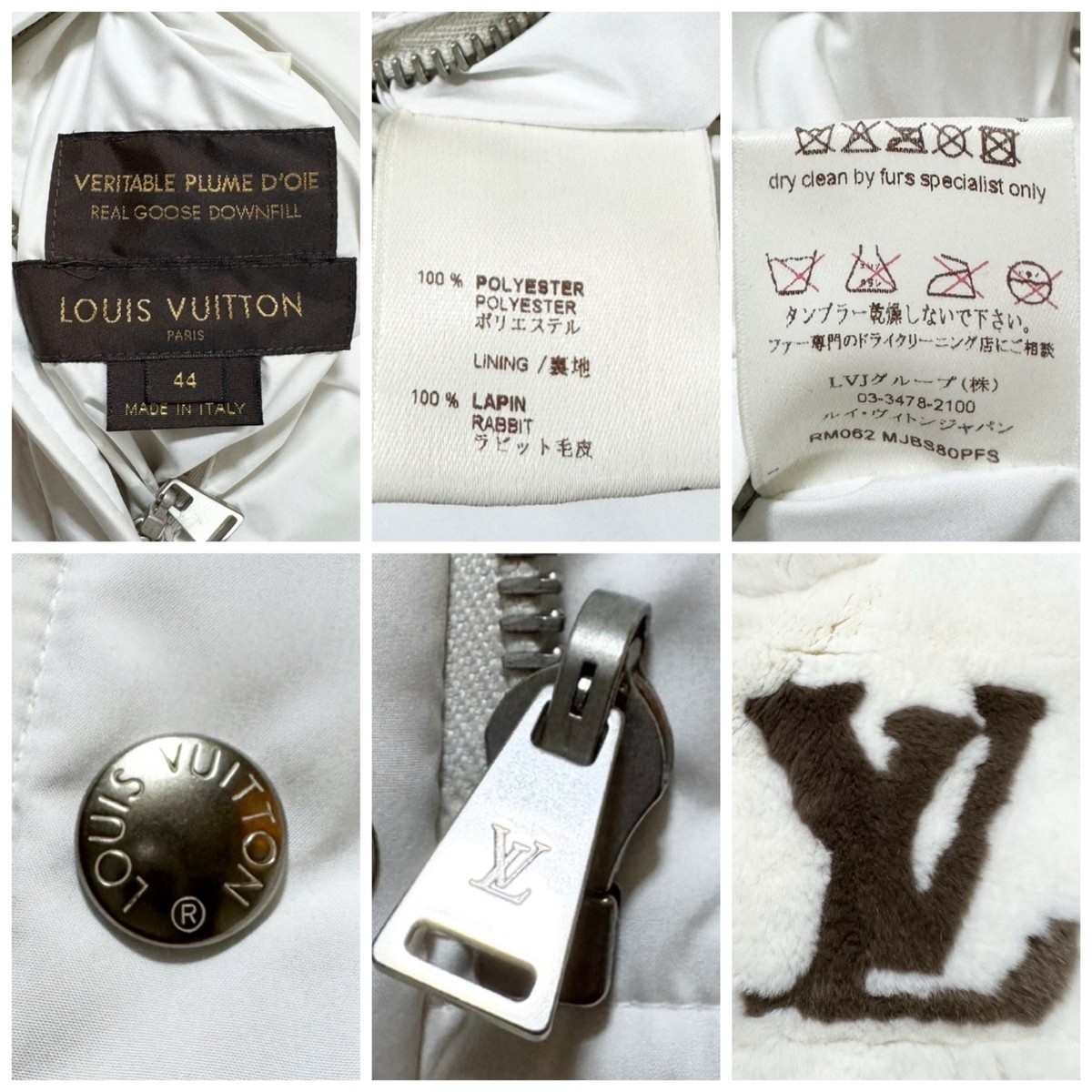 【極希少/美品】ルイヴィトン ヌートリアファー リバーシブル パファベスト 54 $8.4k Louis Vuitton Reversible Black Damier M Rabbit Fur Vest NEW+