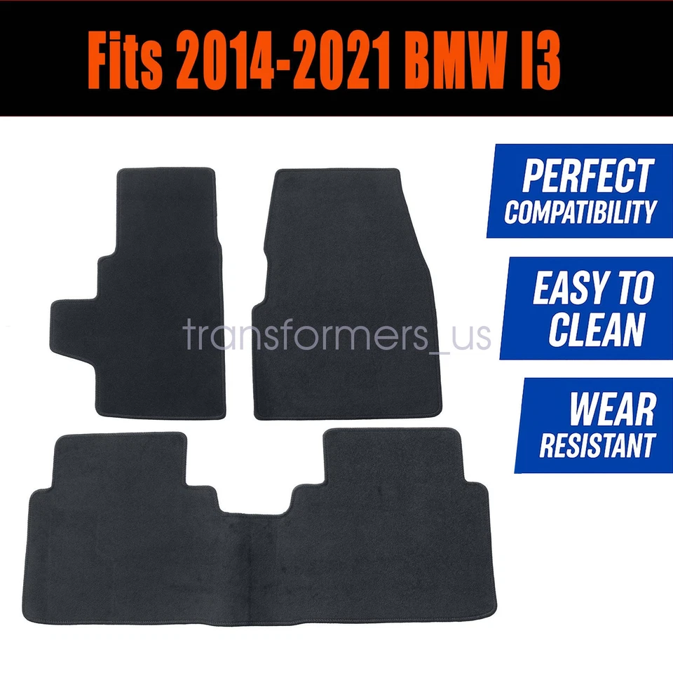 For 2014 2015 2016 2017 2018 BMW I3 Front & Rear Floor Mats Carpet Black New - Изображение 2 из 4