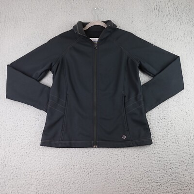 Columbia Soft Shell Jacket Medium Black Full Zip Omni-Shield Pockets Outdoors