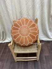 Unstuffed Retro Comfertable Wounderful Boho Brown Vintage Moroccan Leather Pouf