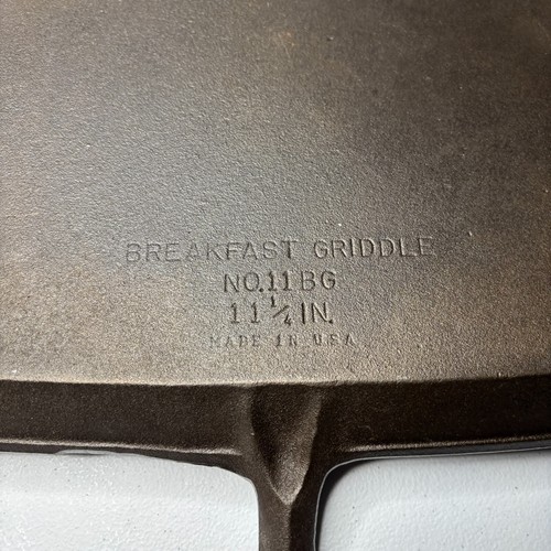 Cast Iron Breakfast Griddle No 11 BG 11 1/4 Inch Made In USA RESTORED - Picture 4 of 9