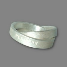 Zweier Ring, 9 mm breit, Silber 999, massiv, pures Silber, Flamere Design