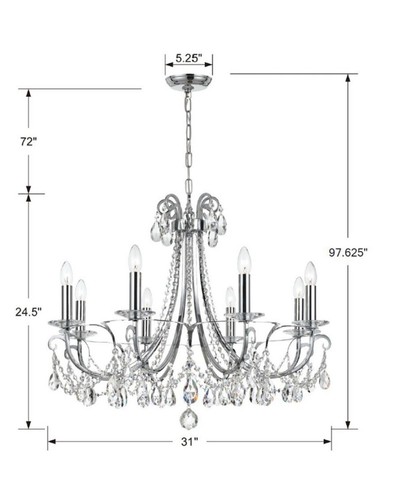 Crystorama Lighting Group 6828-CL-SAQ Othello 8 Light 31"W - Chrome - Picture 3 of 3