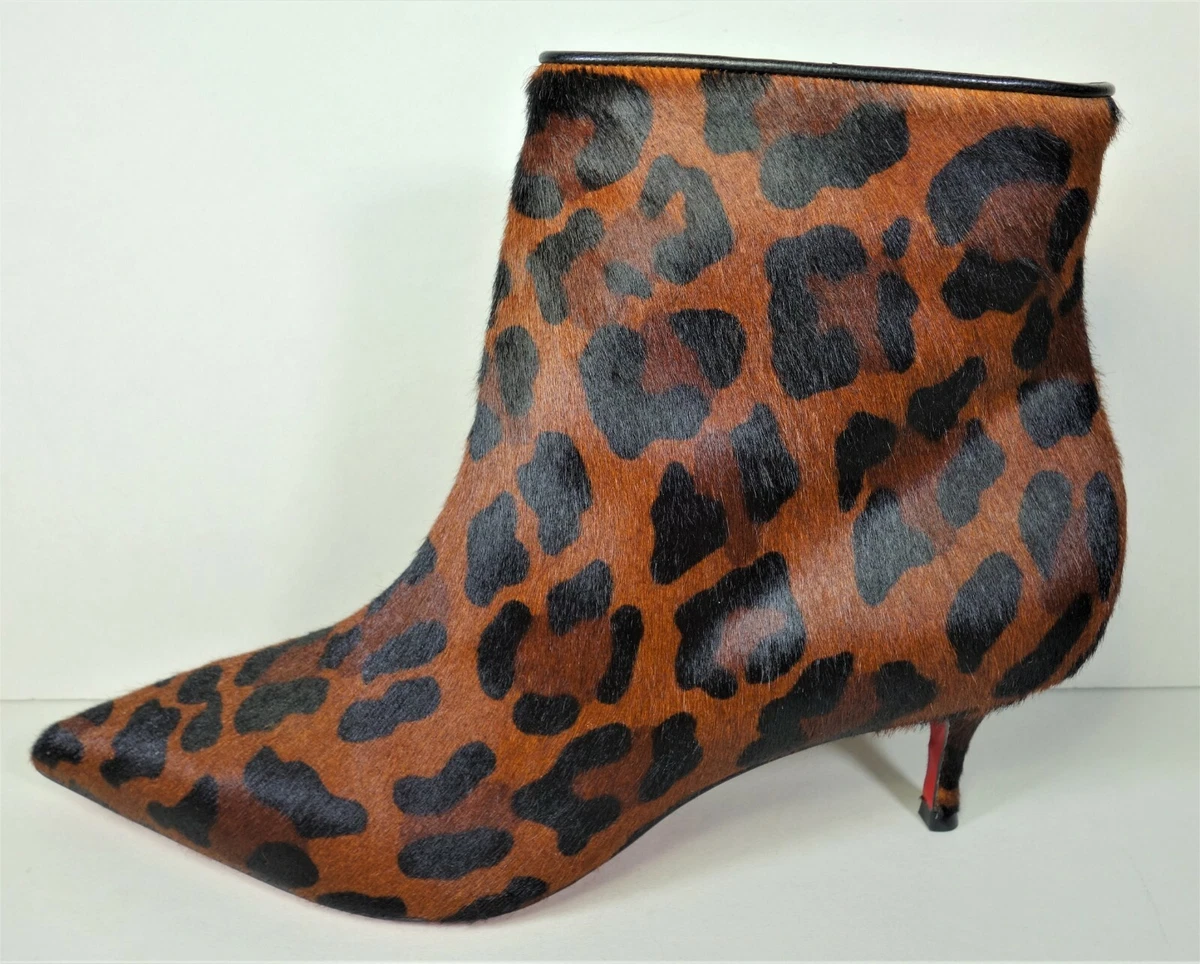 Louboutin 38 7.5 SO KATE BOOTY 55 Pony Leopardo Bot n Bot n Tacones Bajos NUEVO