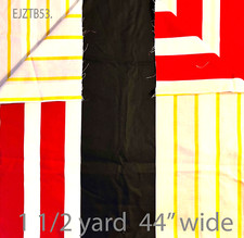 Striped Black Yellow Red White Fabric 44" wide 1 1/2 yards 4FB2