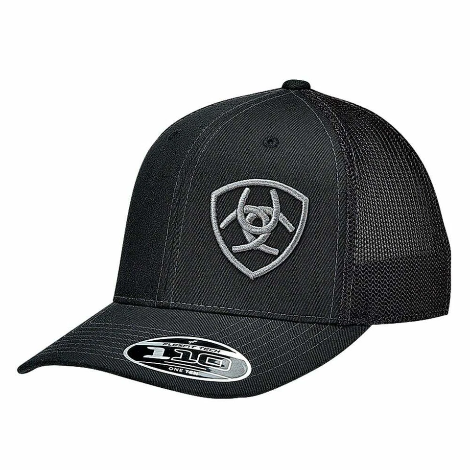 1597801 Ariat Men's 110 Flexfit Logo Black Ball Cap NEW - Image 1 of 1